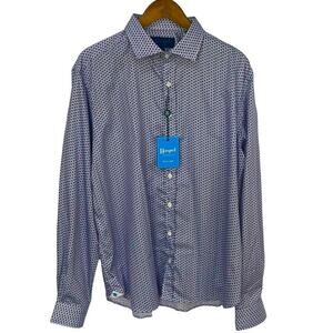 HASPEL BUTTON FRONT COLLARED CARROLL SHIRT IN LAVENDER GEO NWT MEN'S SIZE XL